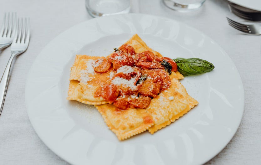 Primo piatto ravioli con pasta fatta a mano senza glutine TrentiNO Glutine 